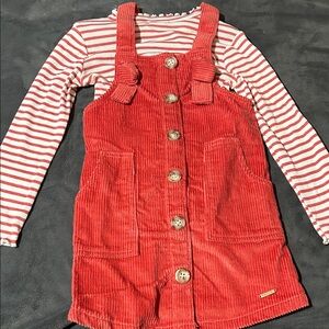 Burnt Orange Corduroy Kids Overall Dress